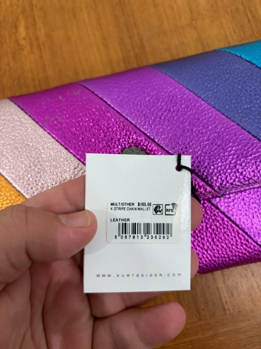 Kurt Geiger London Kensington Metallic Rainbow Crossbody Wallet ( has damage )